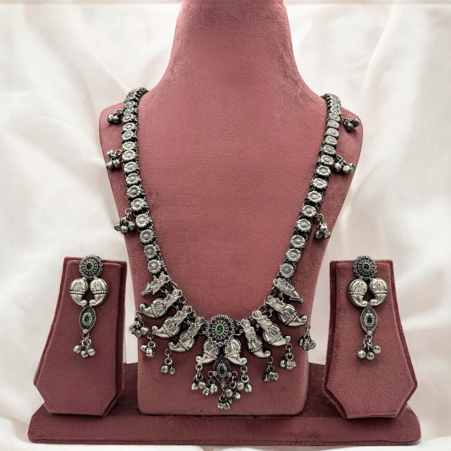 Oxidized long necklace set