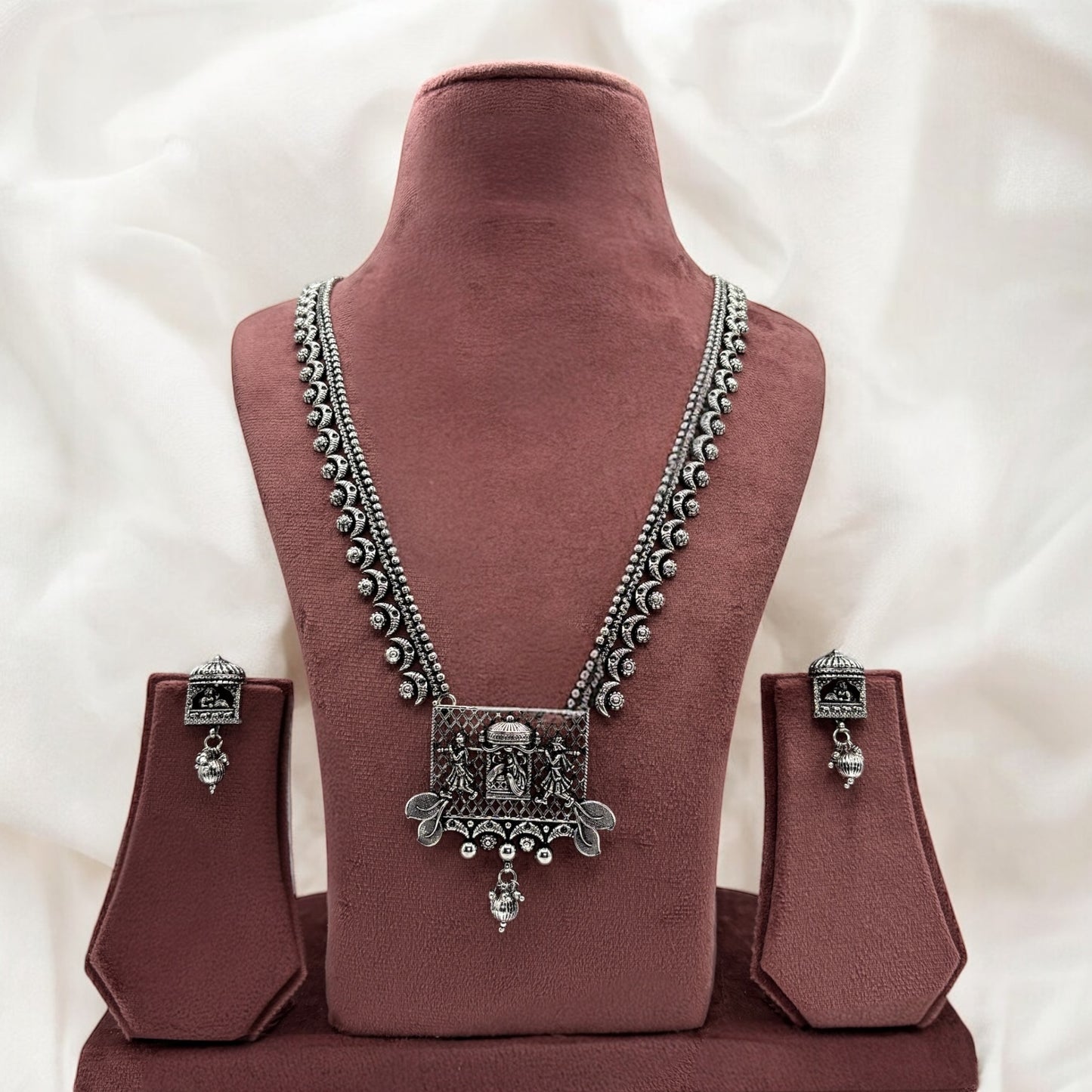 Oxidized long necklace set