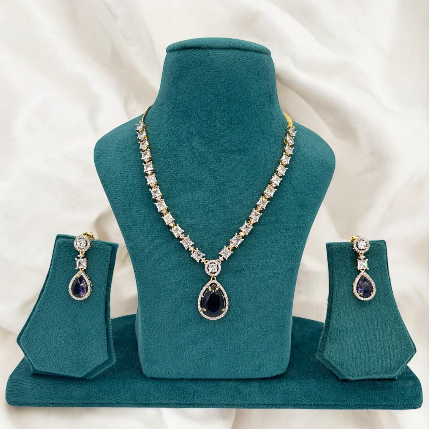 Gold plated purple necklace set