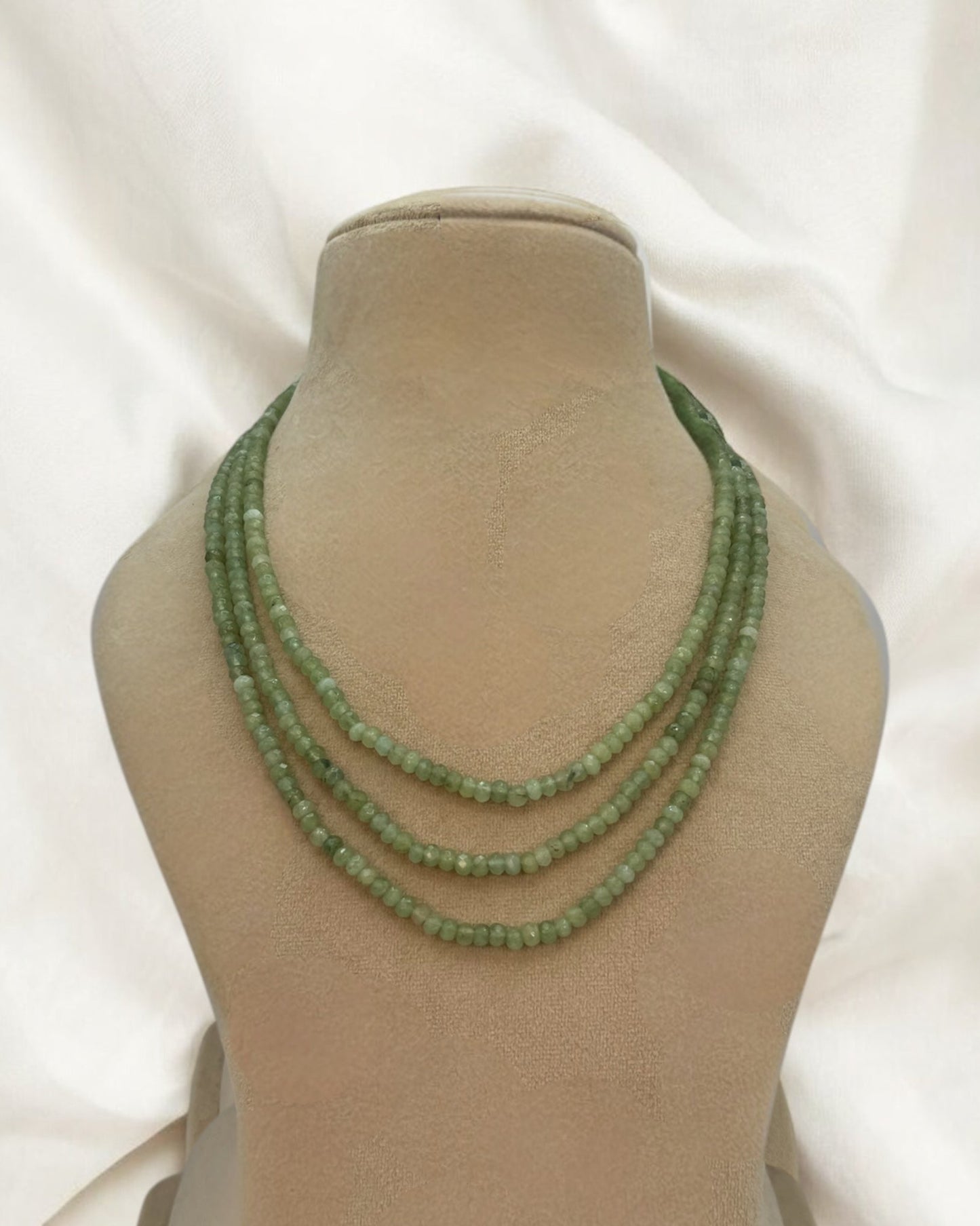 Three layered light green mala