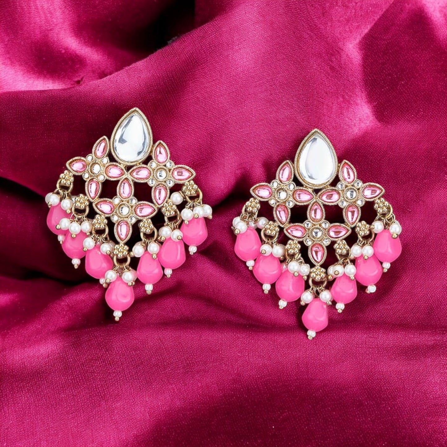 Mehndi polish pink earrings