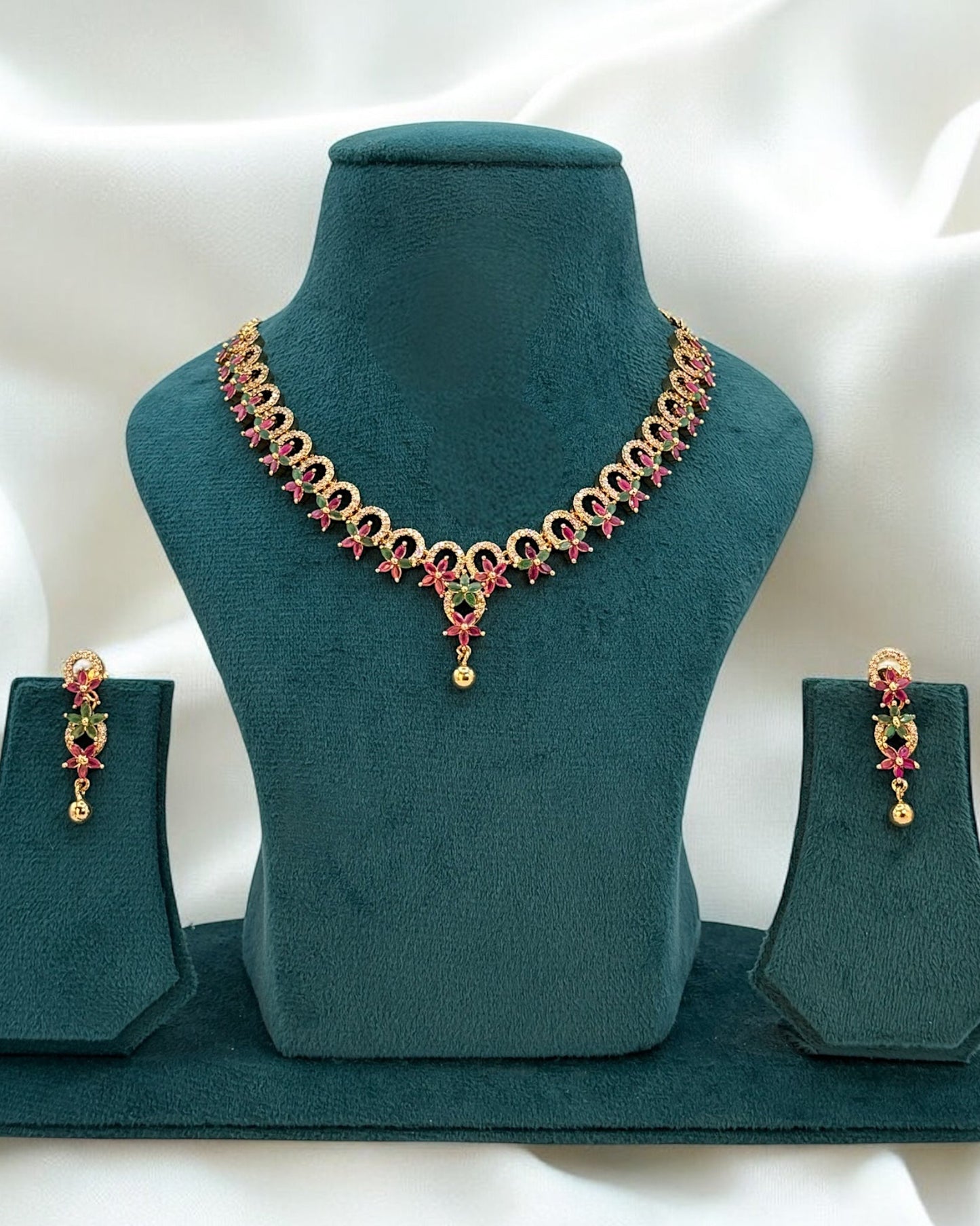 Gold plated American Diamond necklace set