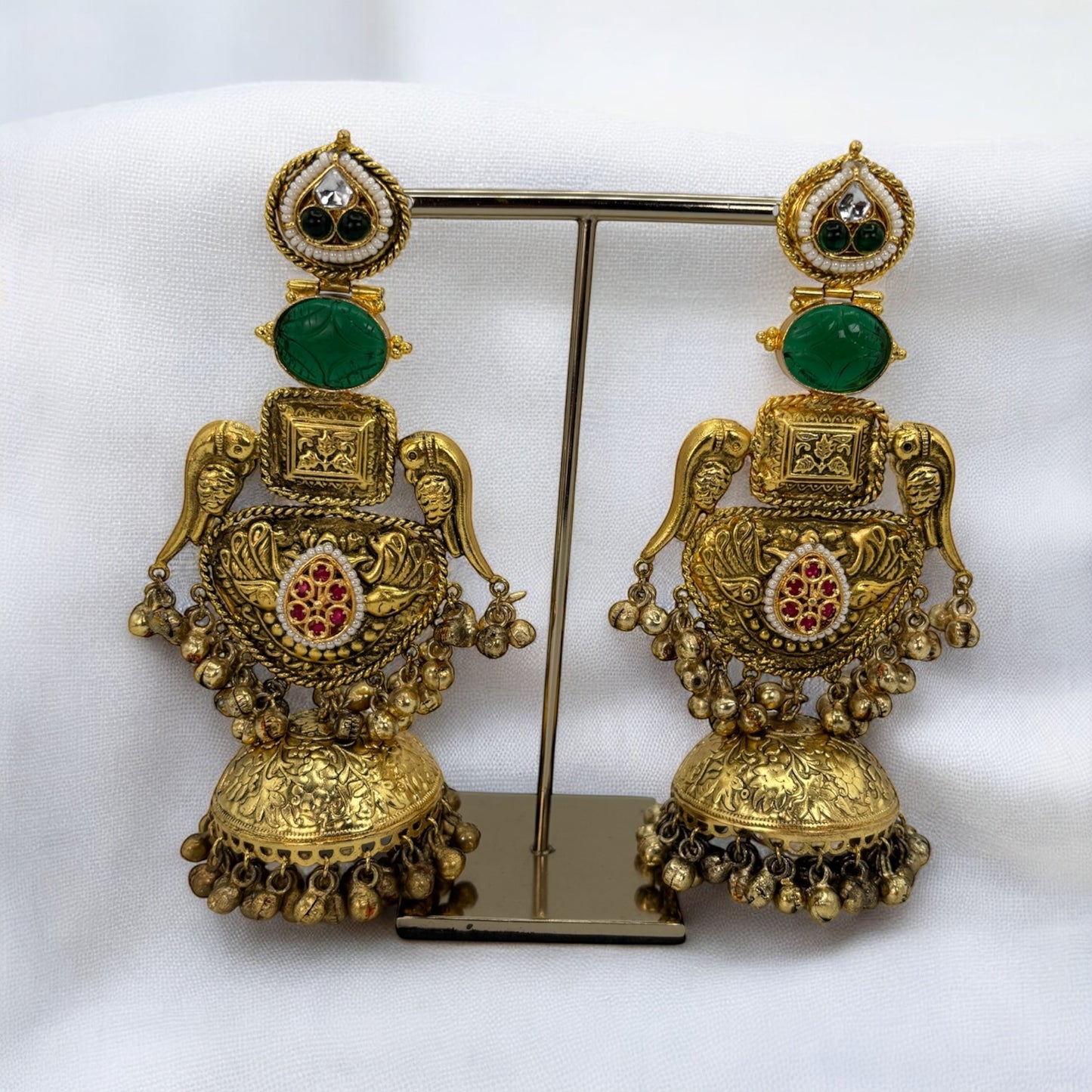 Oxidized gold plated big jhumki