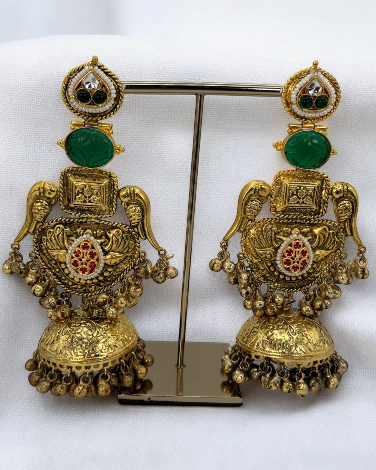 Oxidized gold plated big jhumki