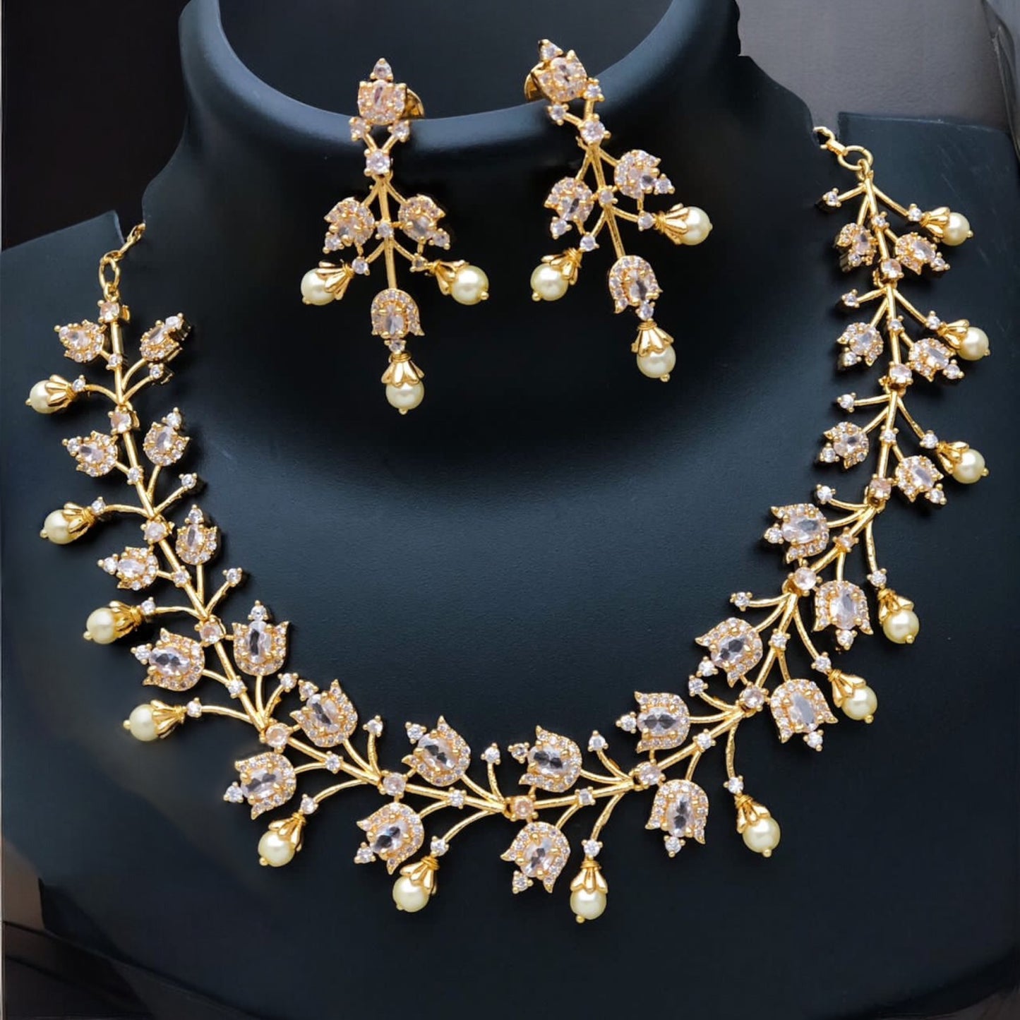 Micro gold plated necklace set with earrings