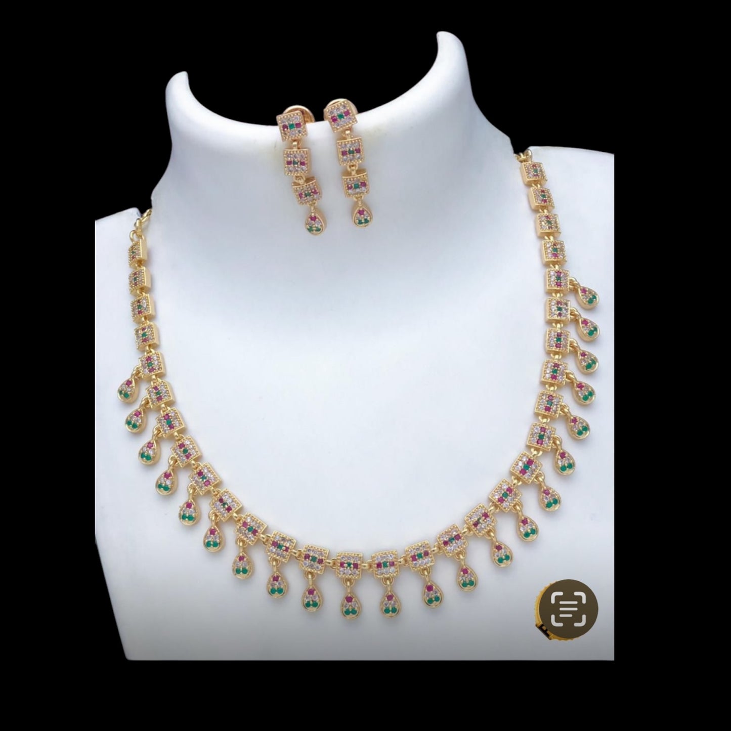 Gold plated American Diamond necklace set