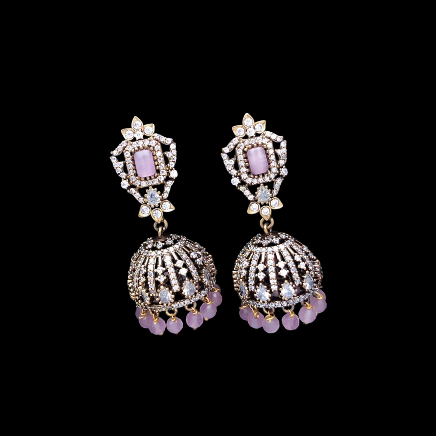 Victoria polish American Diamond green jhumki