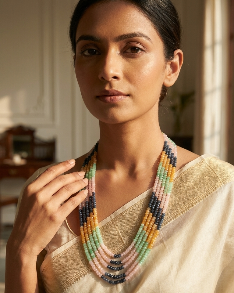 Multi color long mala/necklace