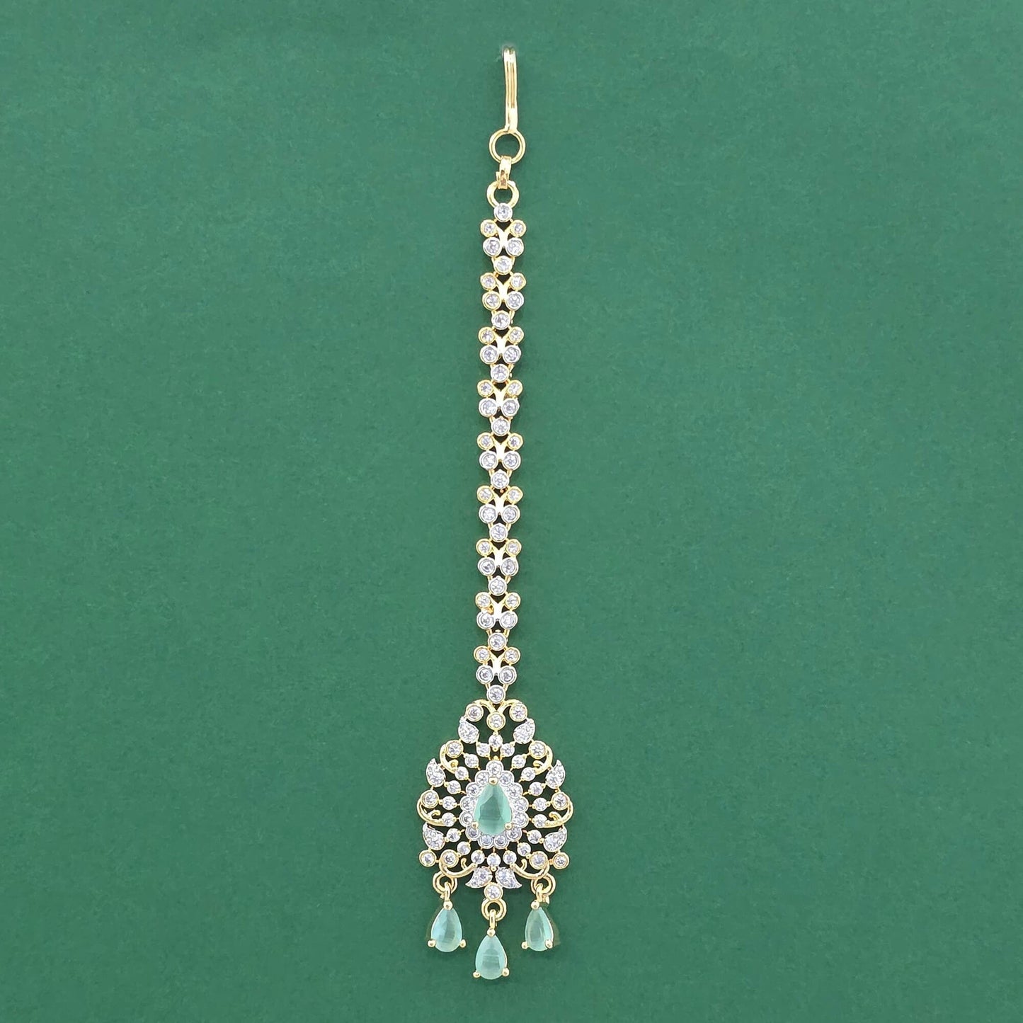 Gold plated American Diamond matha tikka
