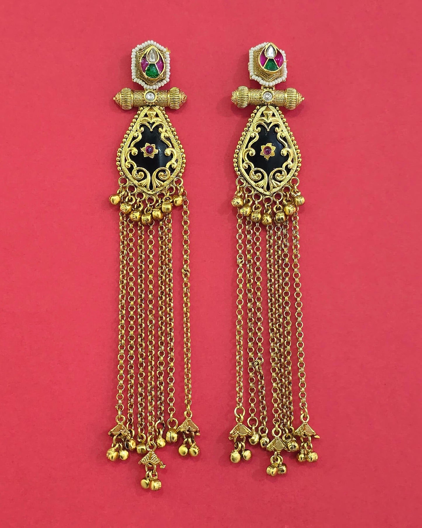 Heritage/kashmiri earrings with matte gold plating