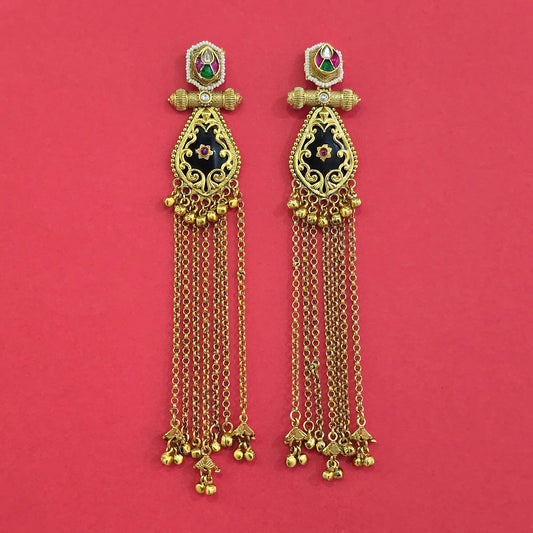 Heritage/kashmiri earrings with matte gold plating