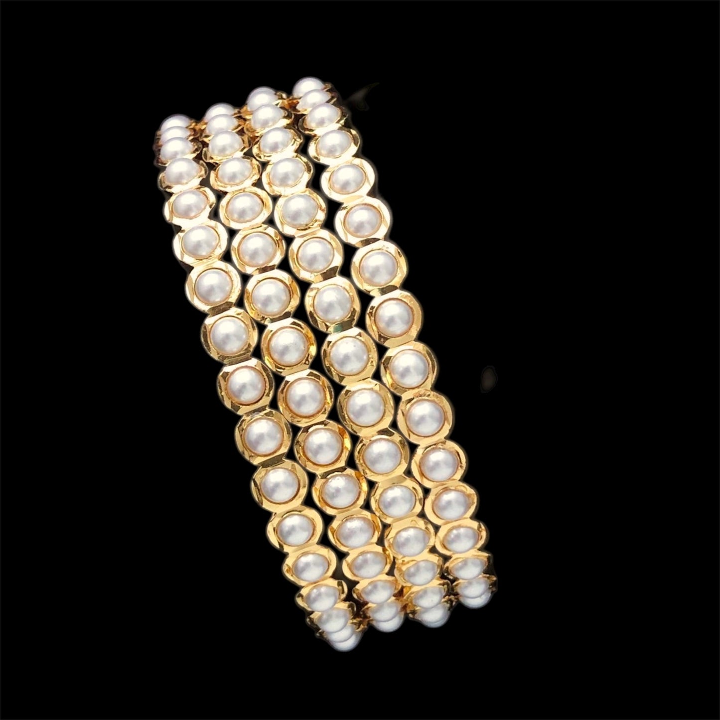 Gold plated pearls bangles