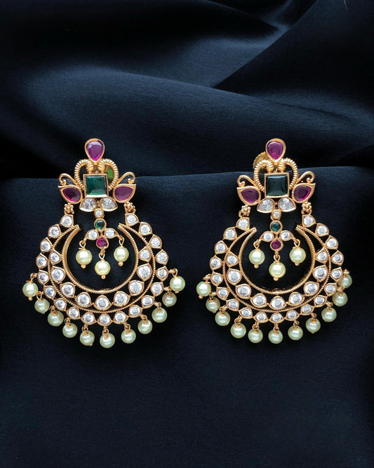 Gold plated American Diamond chandbali