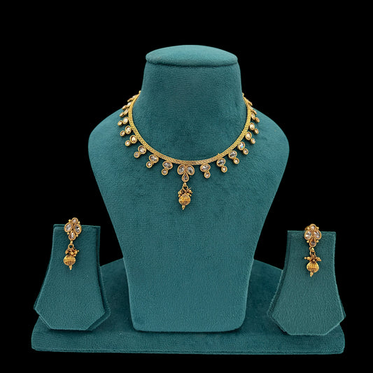 Gold plated polki necklace set