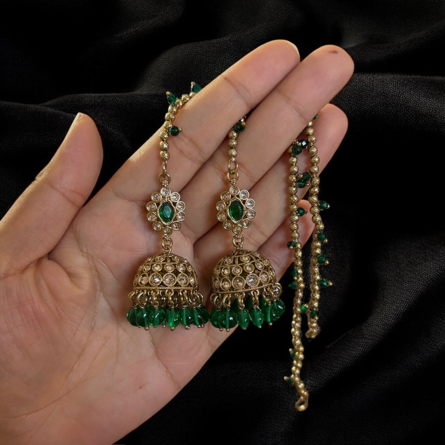 Jhumki with ear chain