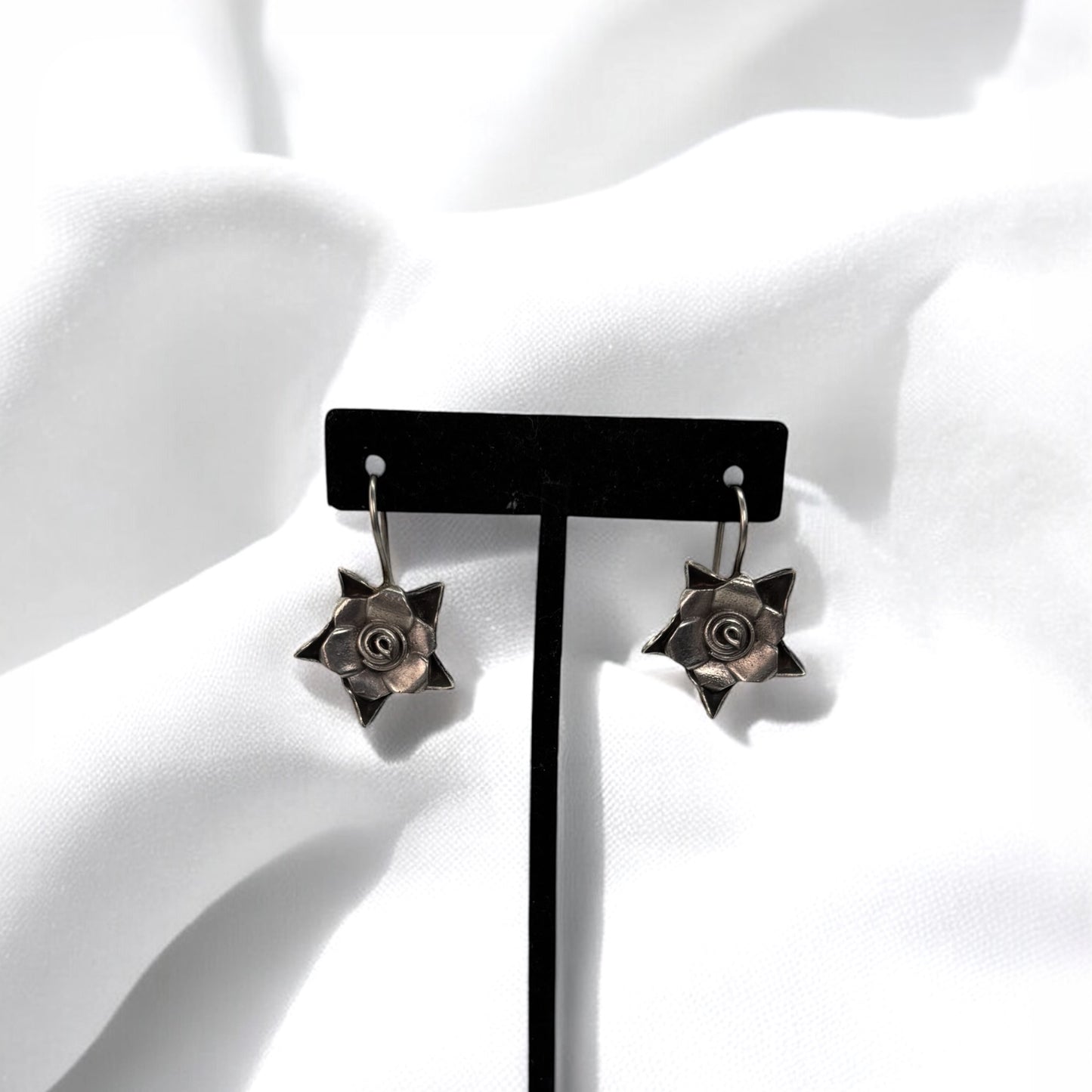 German silver flower earrings