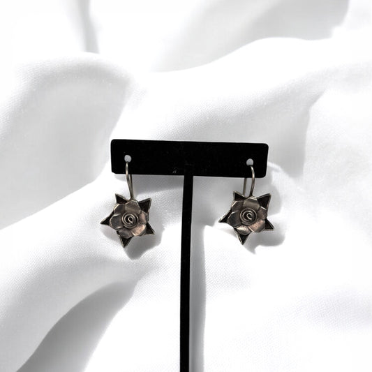 German silver flower earrings