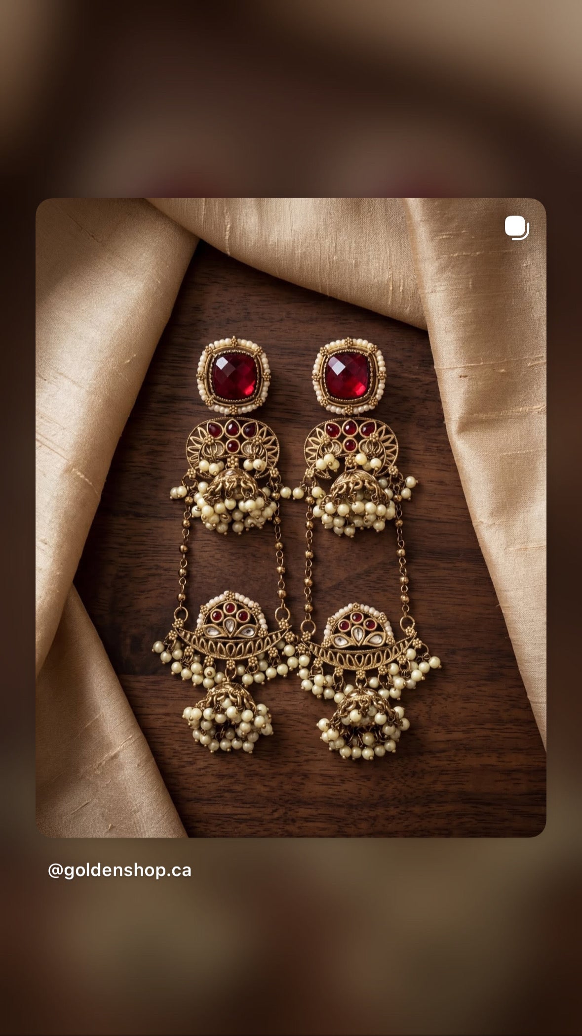 Mehndi plated Kashmiri earrings