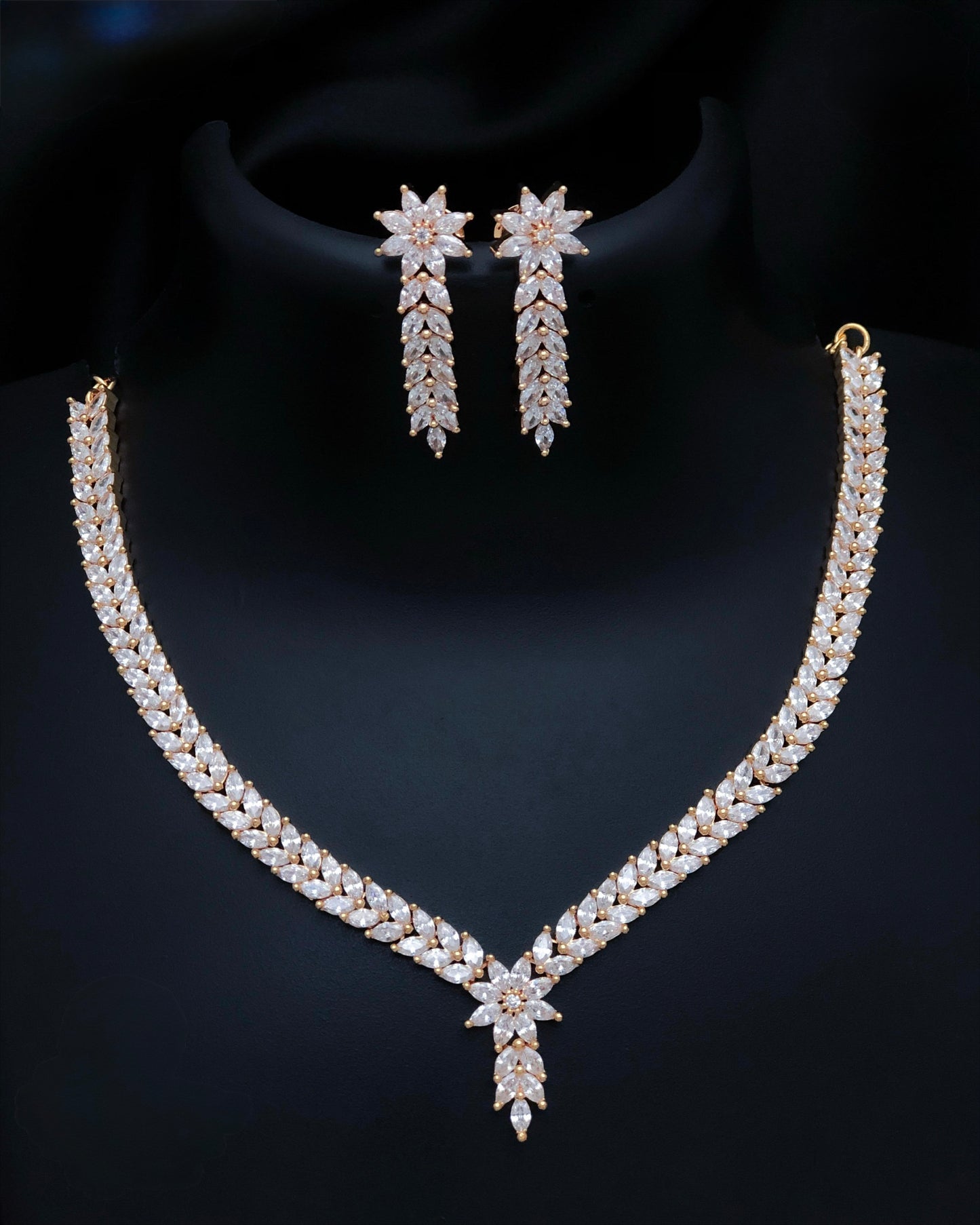 Gold plated American Diamond necklace set