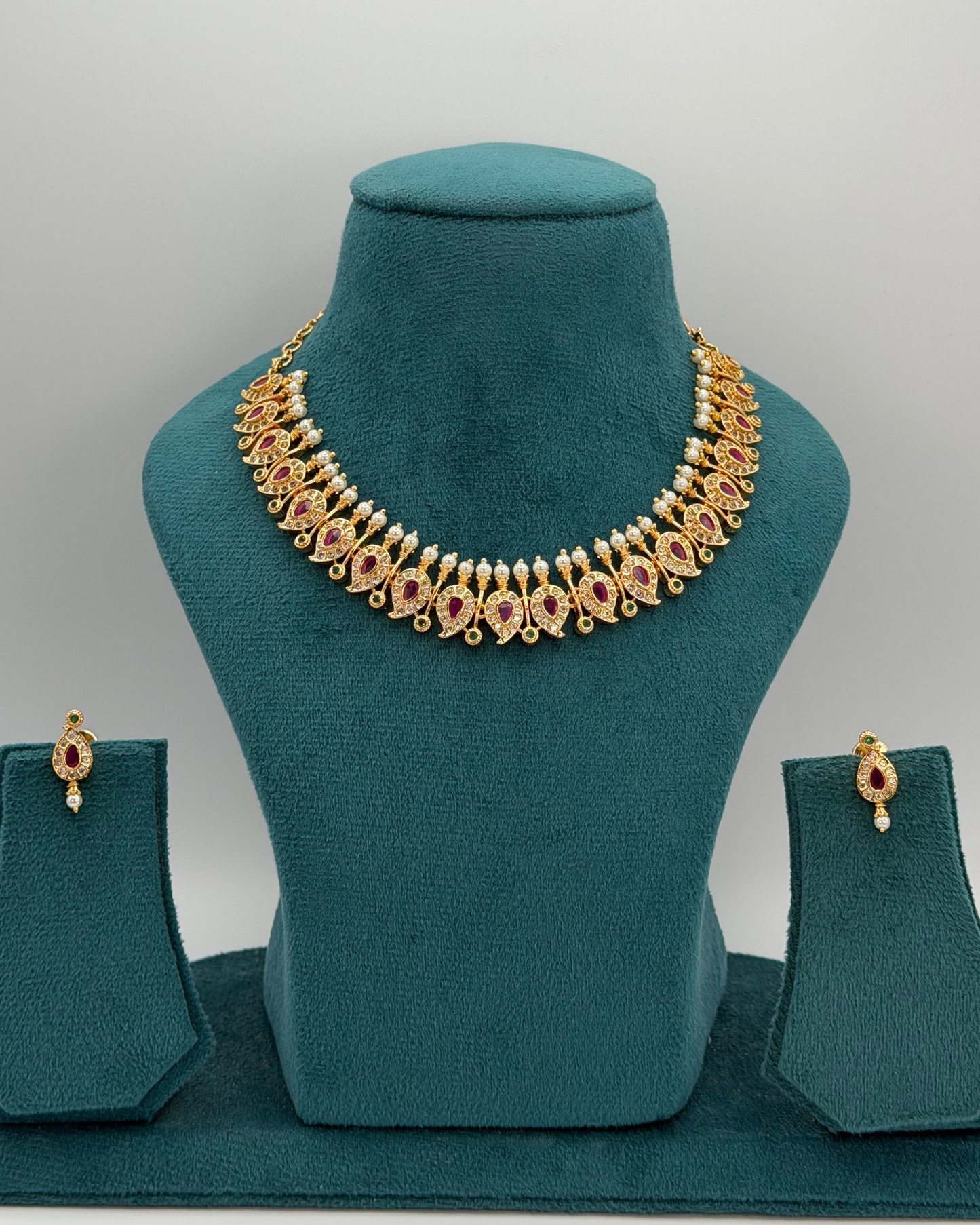 Gold plated American Diamond necklace set
