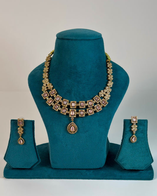 Gold plated two layer necklace set