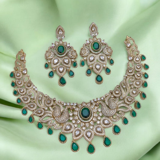 Gold plated American Diamond necklace set