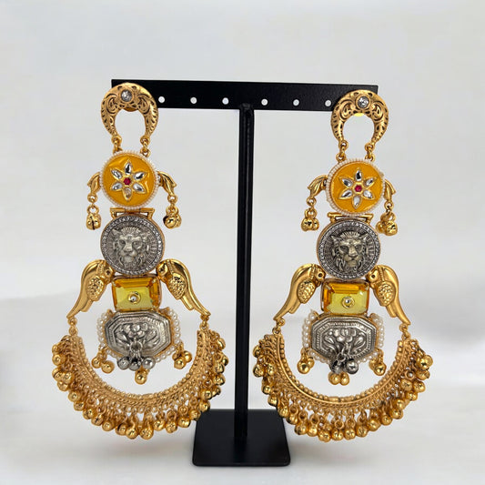2tone premium gold plated long big chandbali
