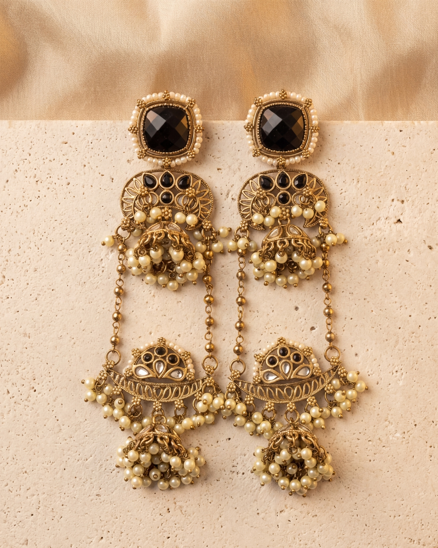 Mehndi plated Kashmiri earrings