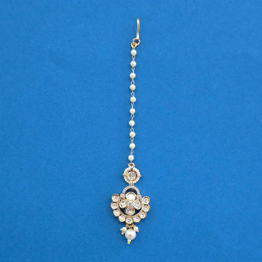 Gold plated kundan matha tikka