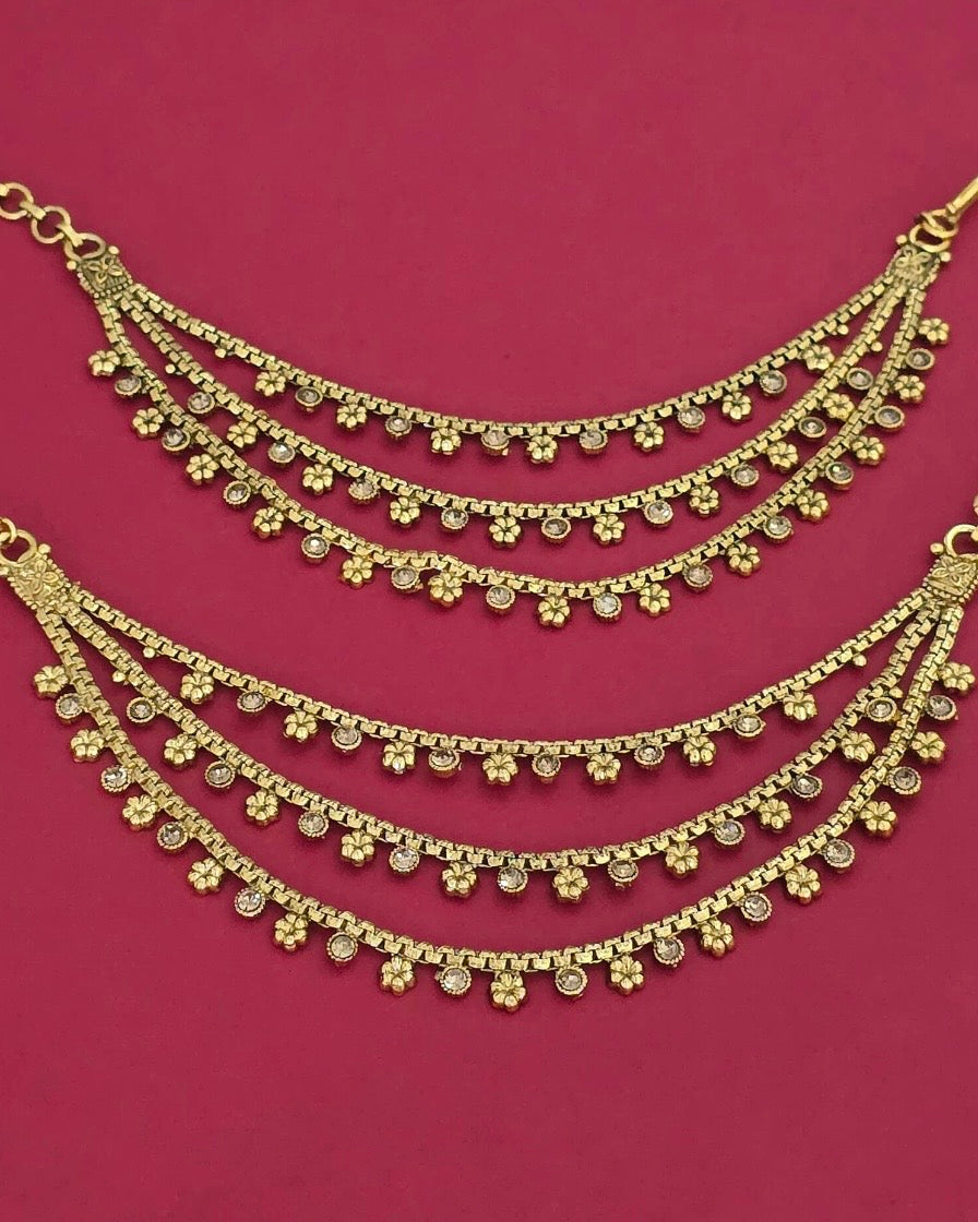 Gold plated 3layers ear chain