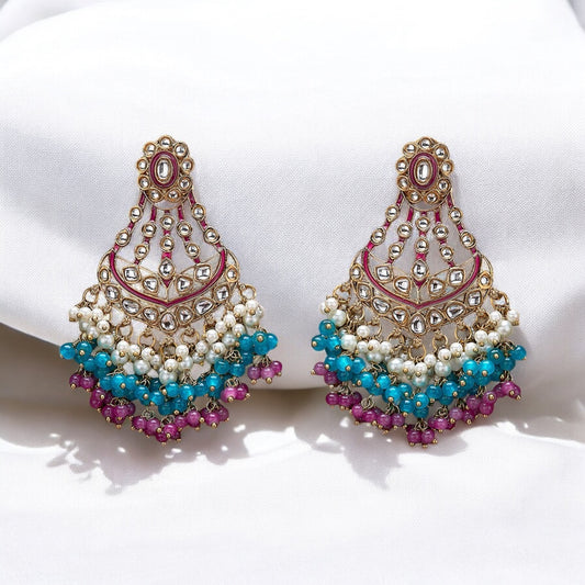 Meenakari kundan earrings