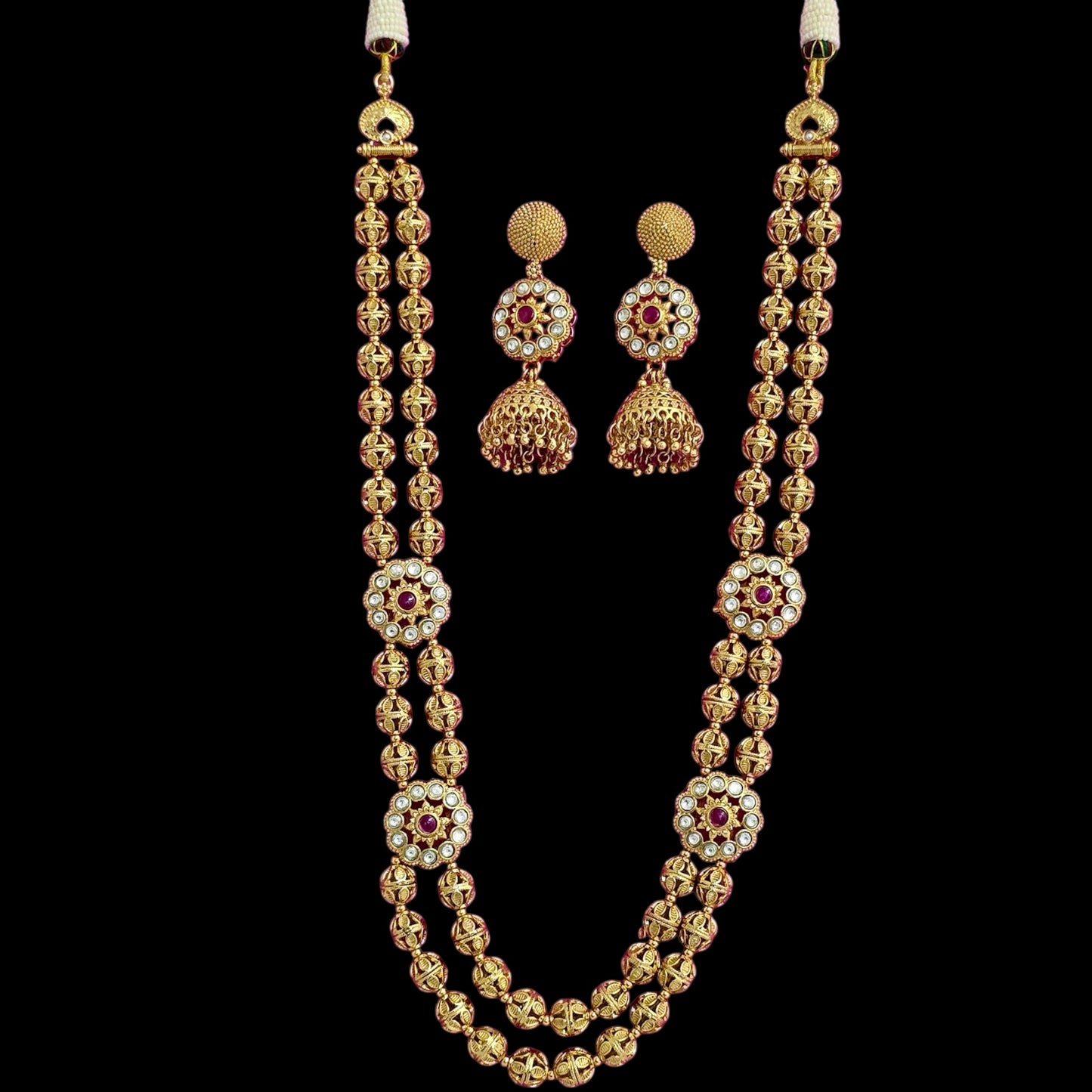 Gold plated long necklace set