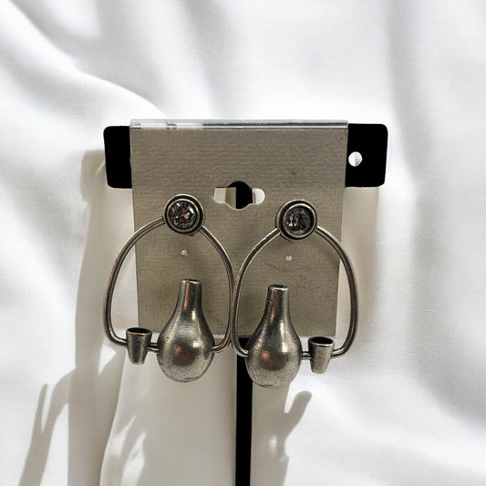 Beautifully crafted German silver jar and glass earrings