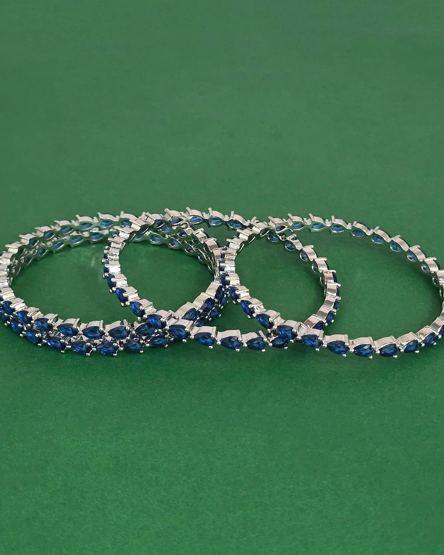 Silver plated American Diamond blue bangles