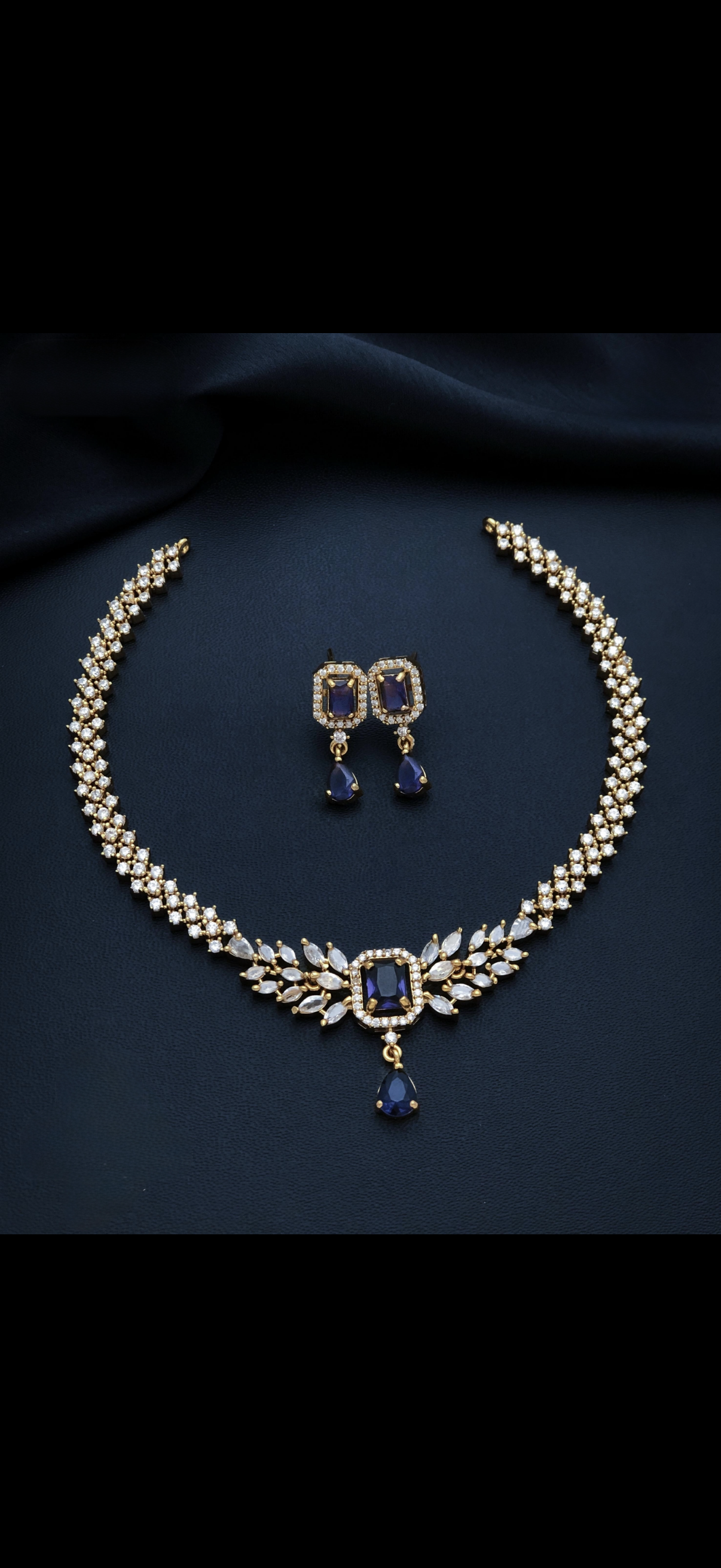 Gold plated American Diamond necklace set