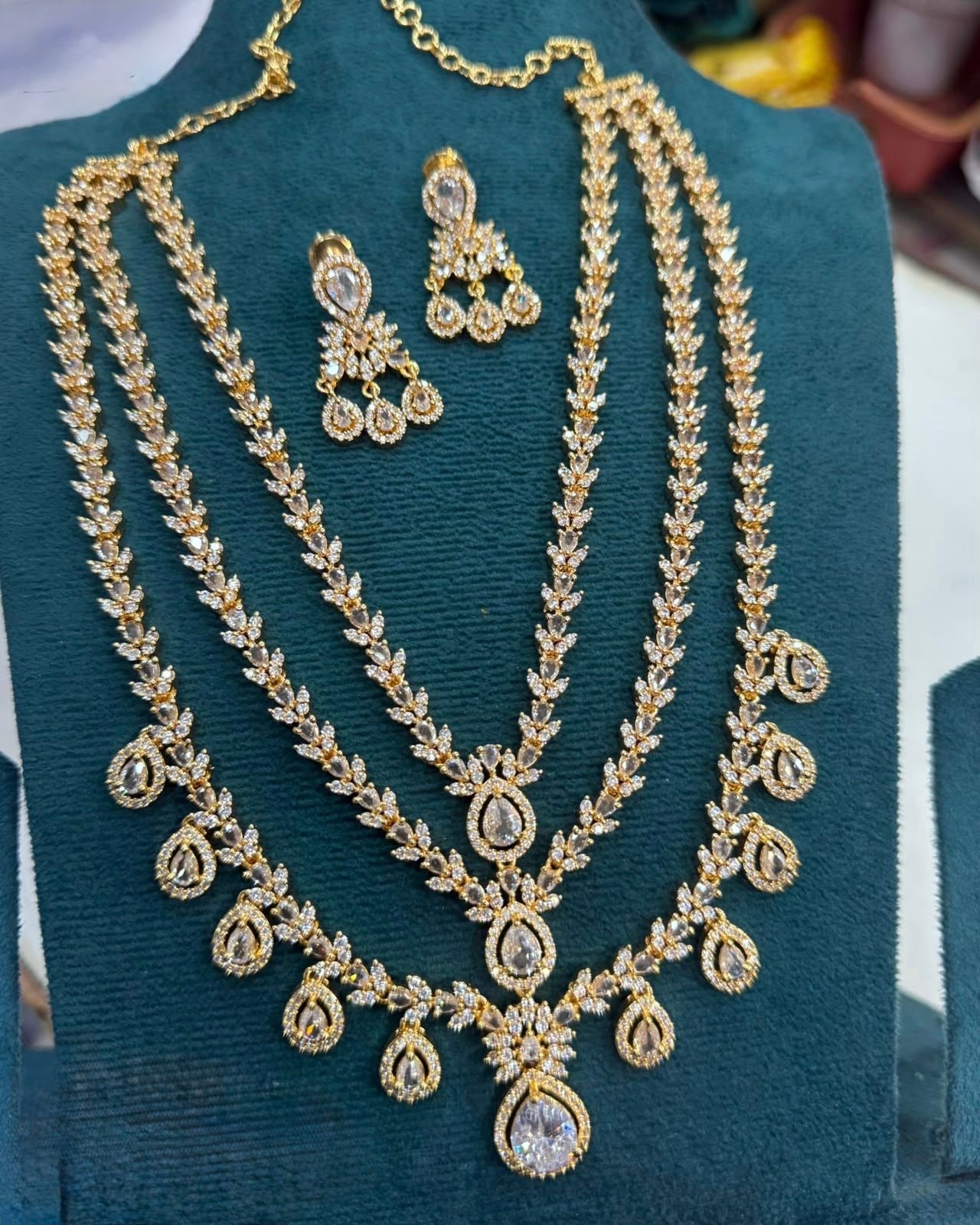Gold plated 3layers necklace sets
