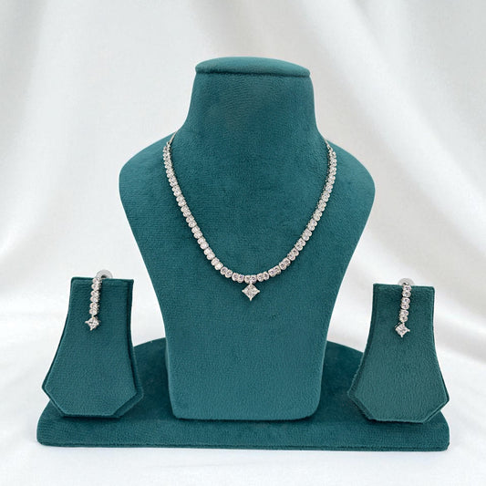 Silver American Diamond necklace set