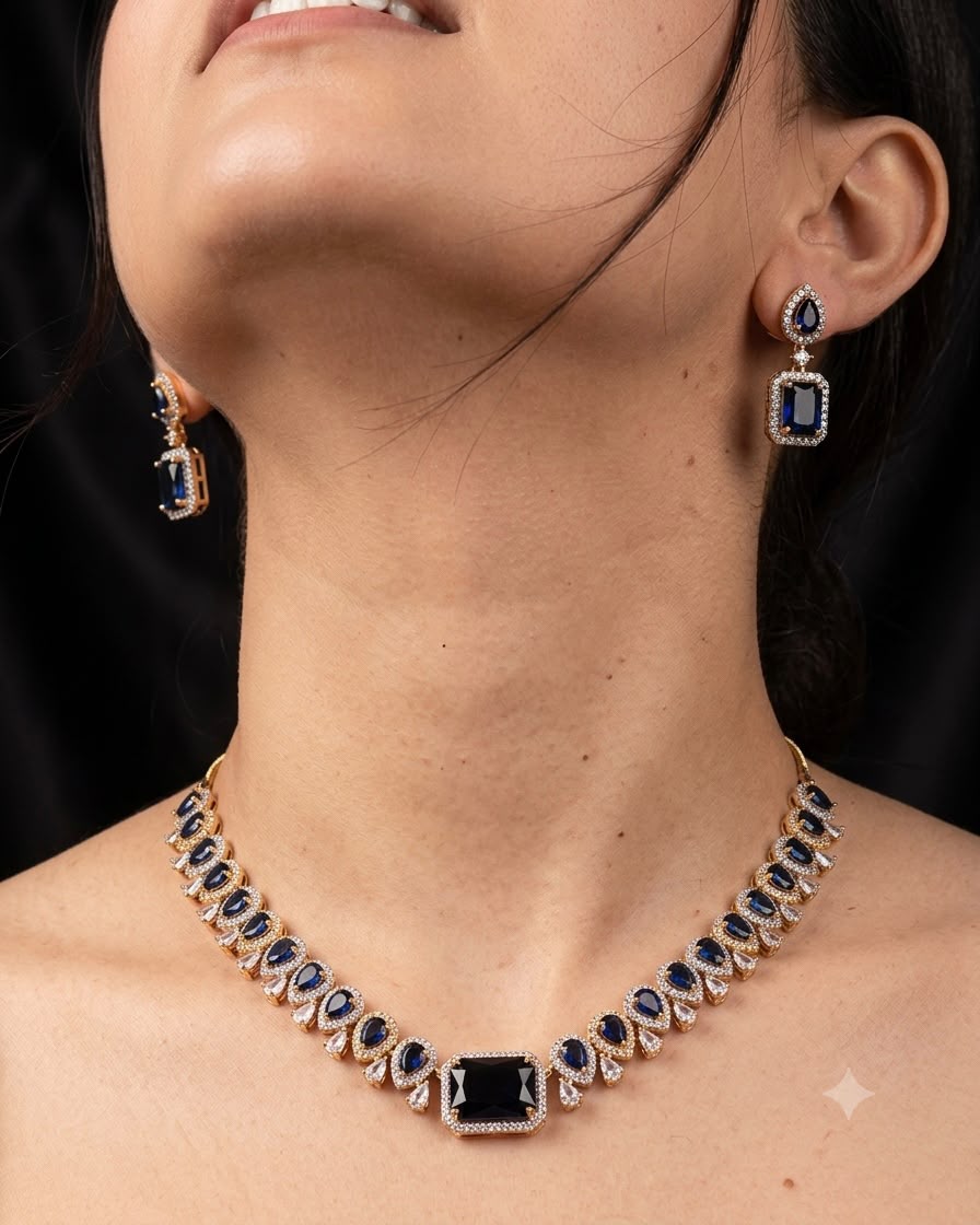 Gold plated American Diamond necklace set