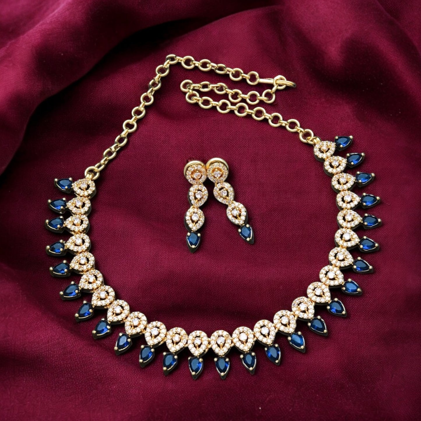 Gold plated American Diamond necklace set
