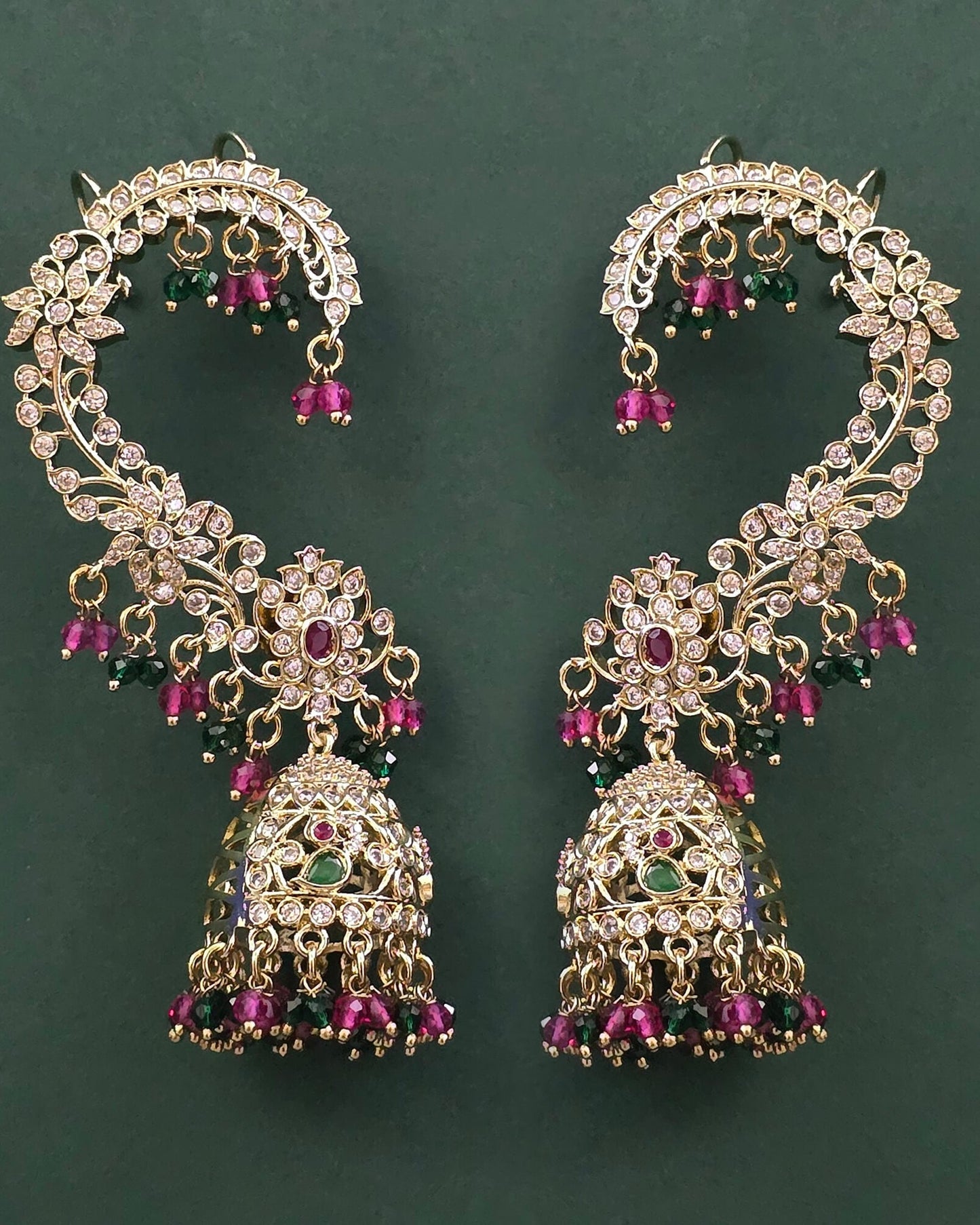 Victorian plated American Diamond earcuffs