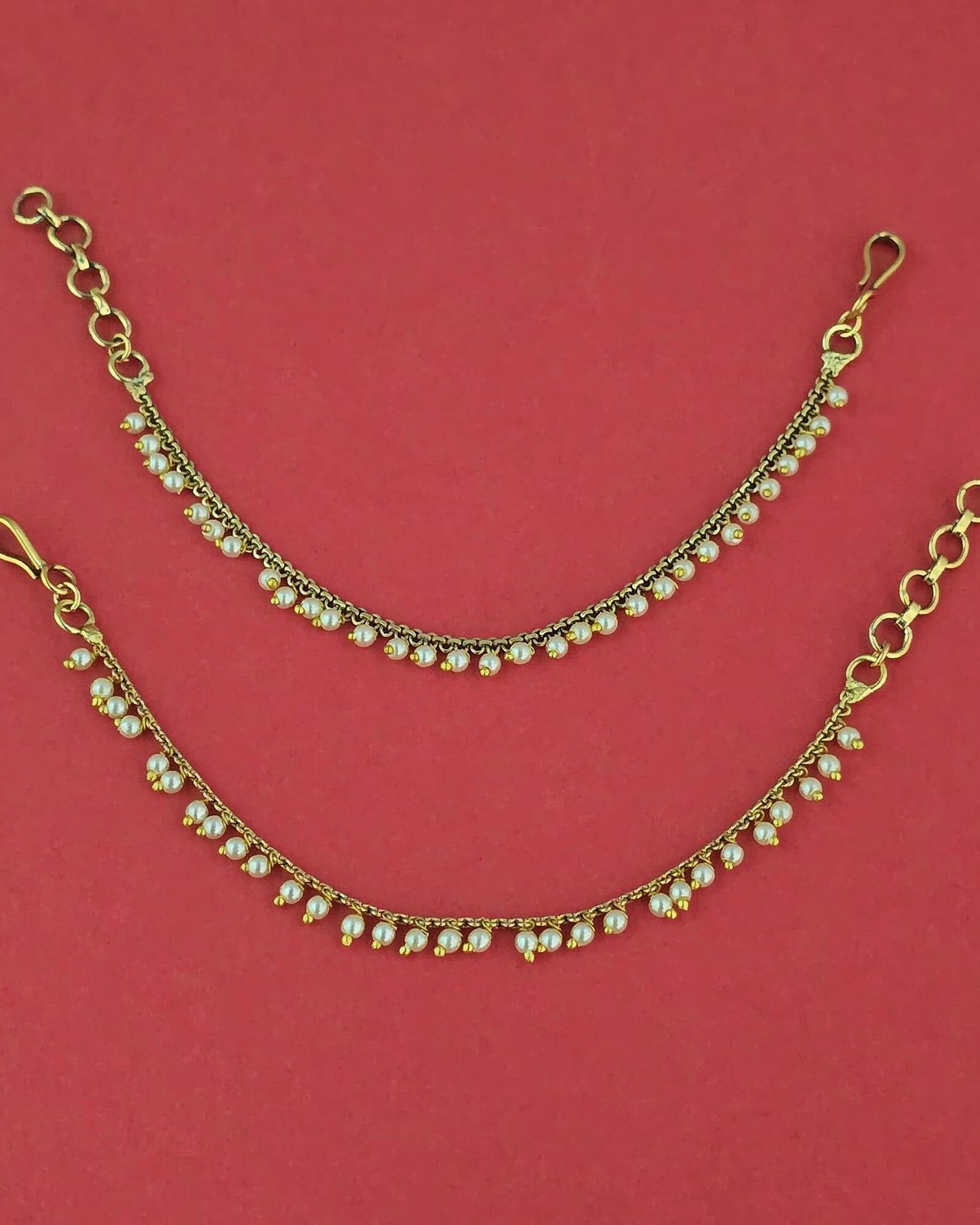 Gold plated moti ear chain