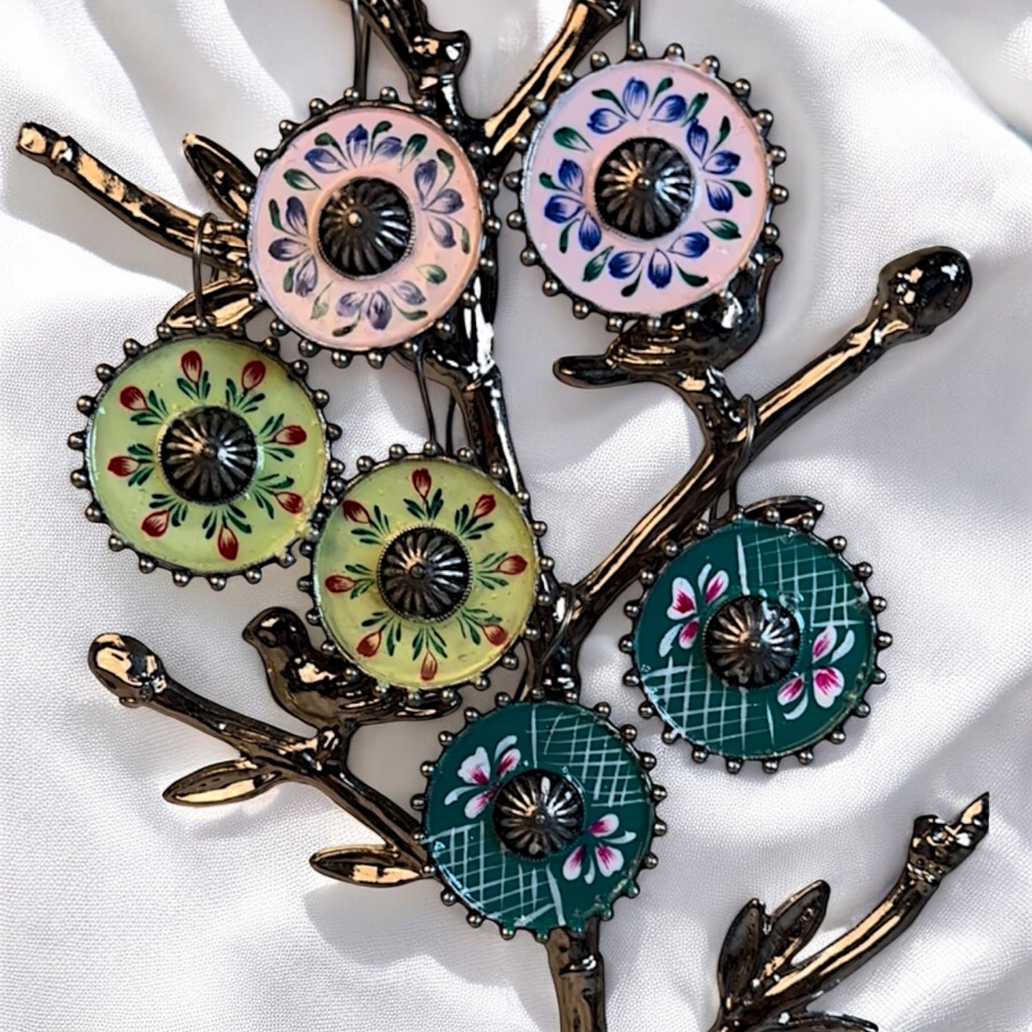 Meenakari silver oxidized earrings