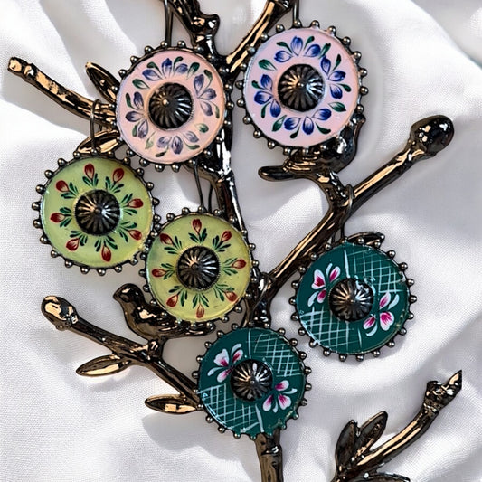 Meenakari silver oxidized earrings