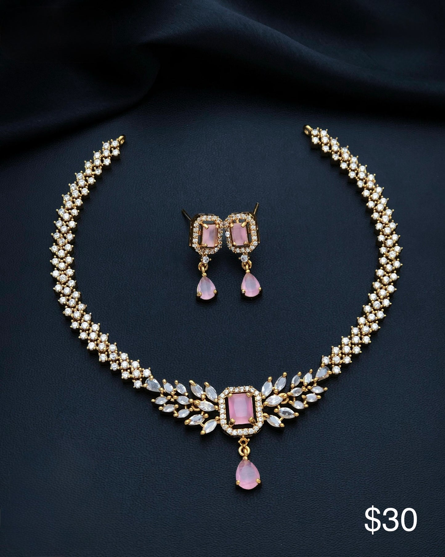 Gold plated American Diamond necklace set