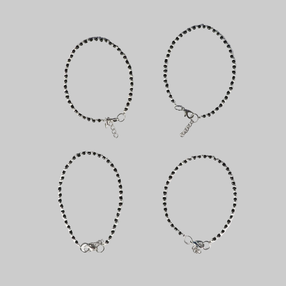 Silver oxidized anklets
