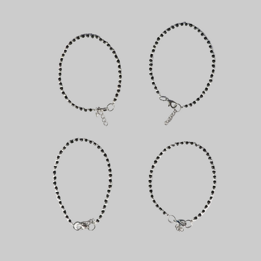 Silver oxidized anklets