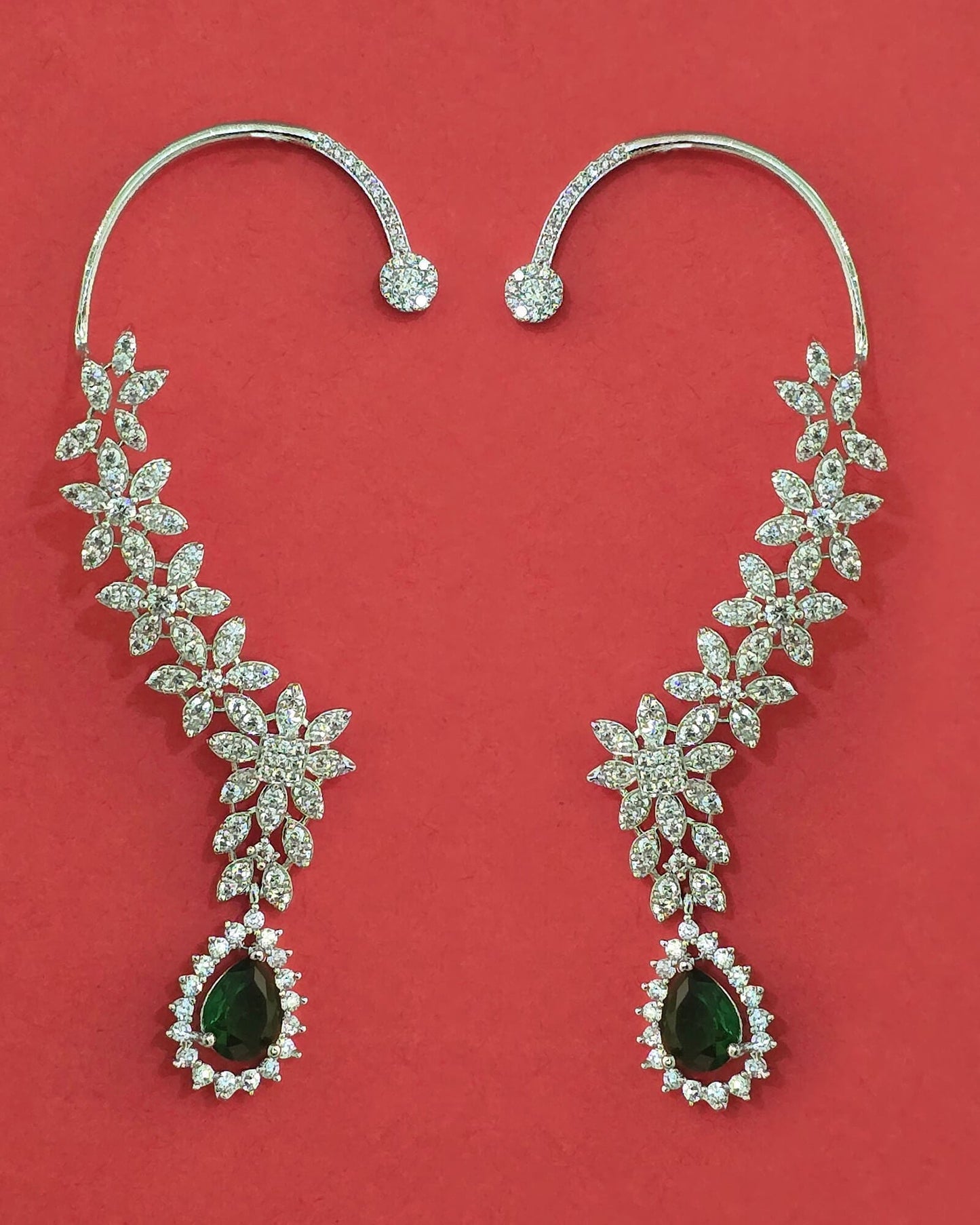 Silver American Diamond earcuffs