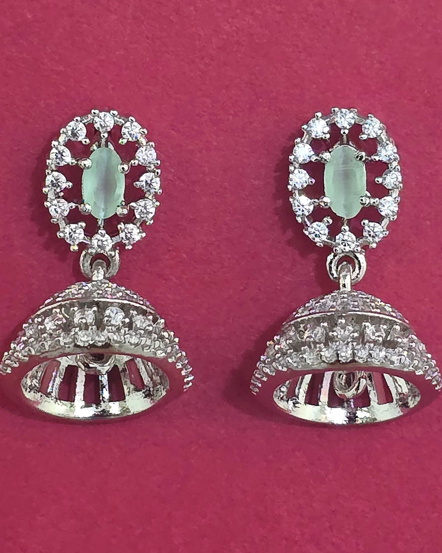 Silver American Diamond small jhumki
