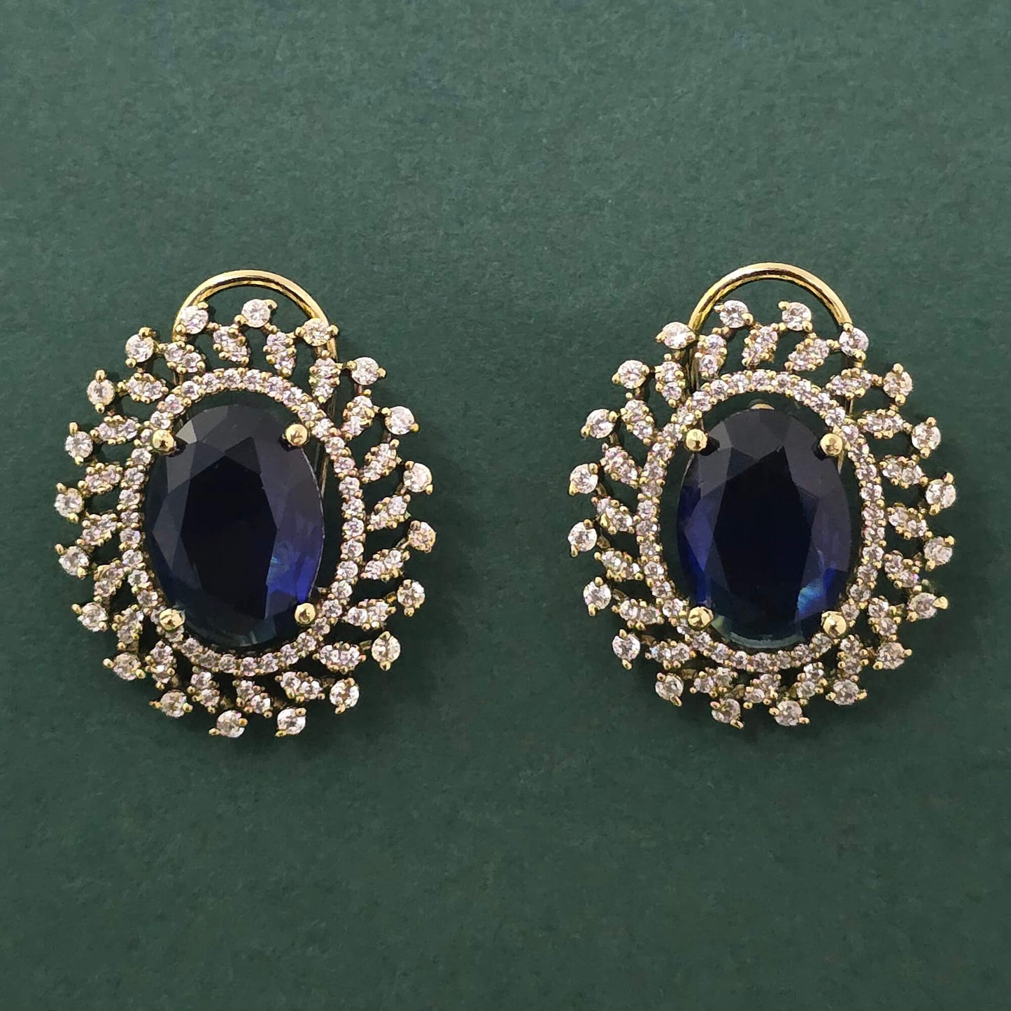 Victorian polish American Diamond blue studs