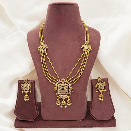 Gold plated long necklace set